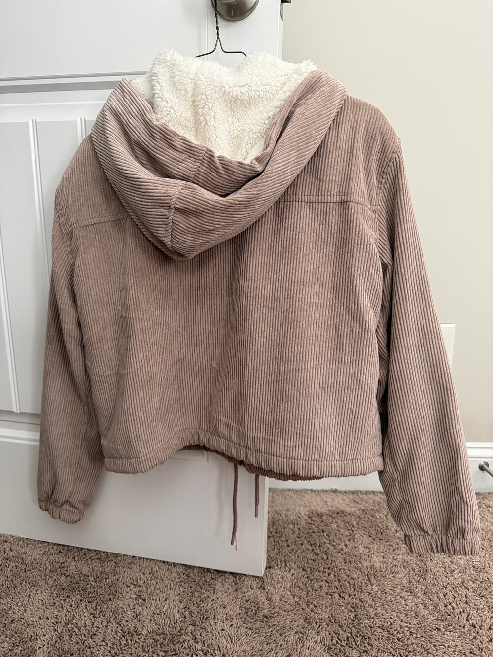 Ashley By 26 International Dusty Rose Corduroy Sherpa-Lined Hooded Jacket - Picture 3 of 4